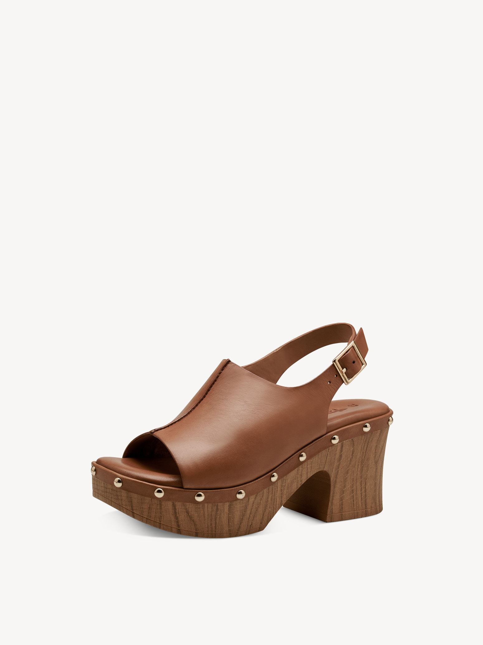Sandale à talon en cuir - marron