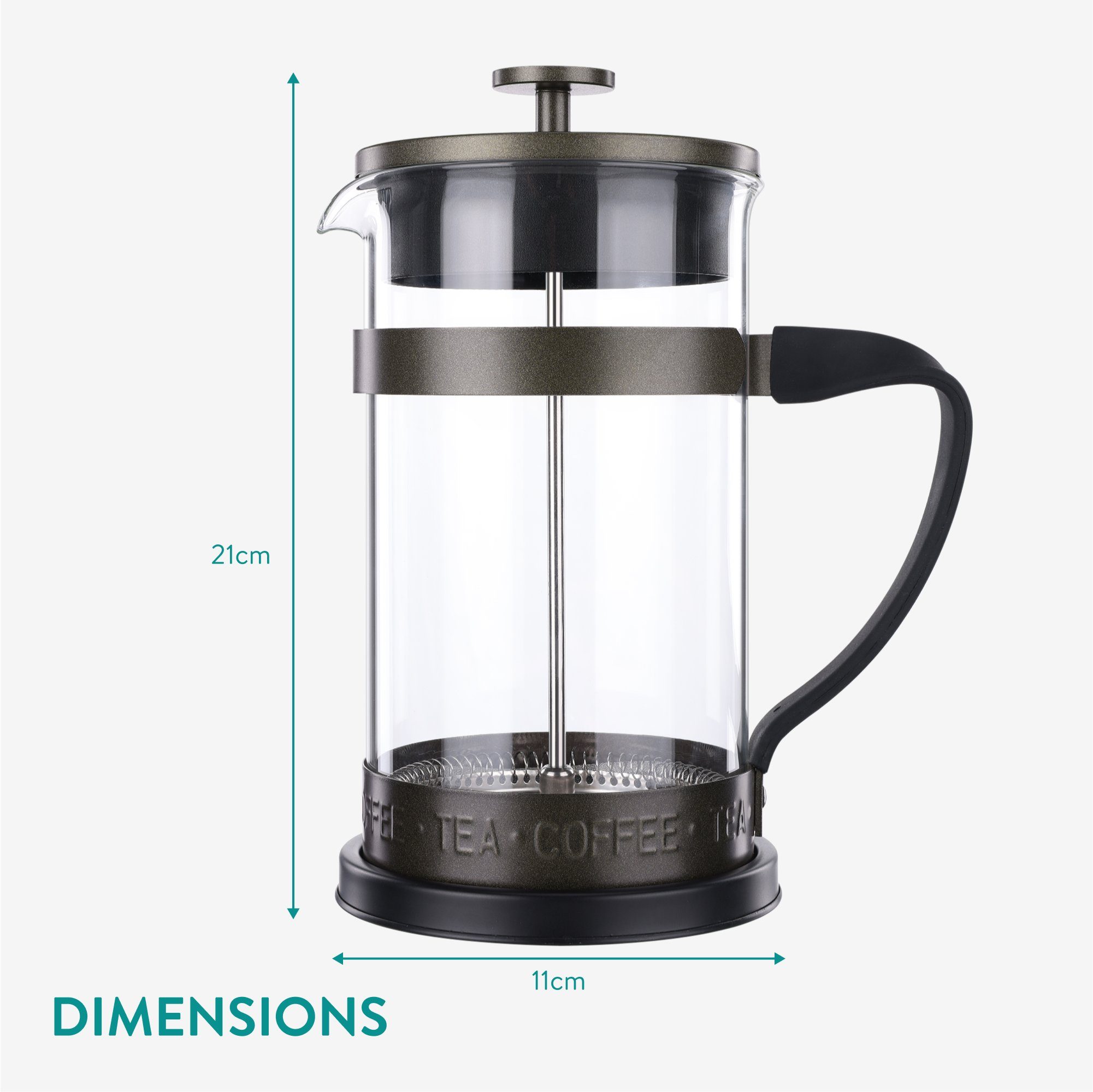 Navaris French Press Kanne French Press Kaffeebereiter mit Edelstahl Filter - 1000ml Stempelkanne