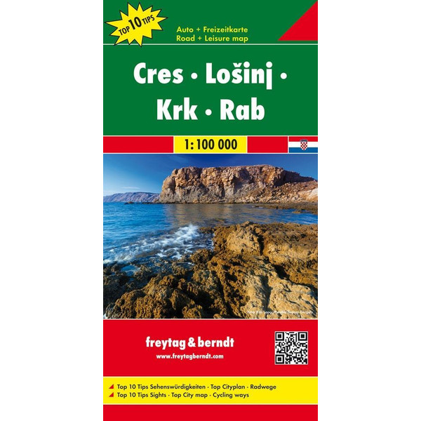 Cres - LoSinj - Krk - Rab, Top 10 Tips, Autokarte 1:100.000 - Straßenkarte