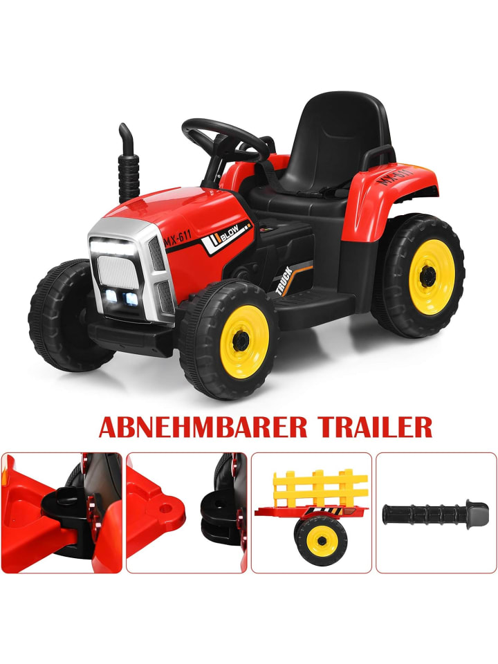 COSTWAY 12V Traktor ab 3 Jahren in Rot günstig kaufen 135 cm