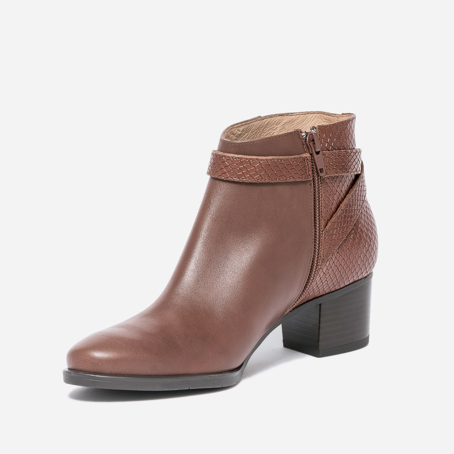 Boots à talon ERAM FLEX cognac cuir embossé