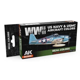 AK Real Colors Paintset - WWII US Navy & USMC Aircraft Colors (6x 17ml)