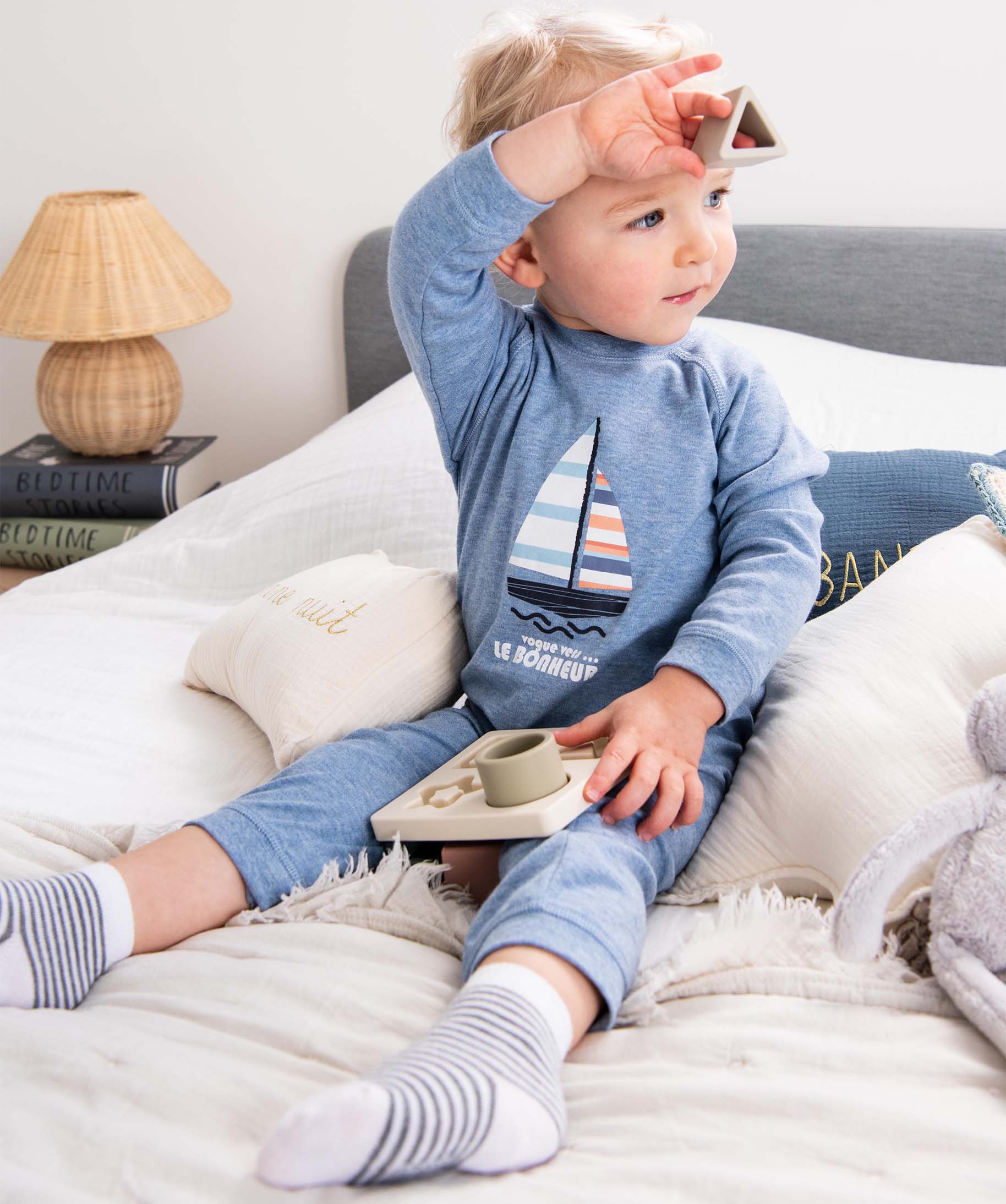 Pyjama sans pieds bébé en jersey bleu | GEMO