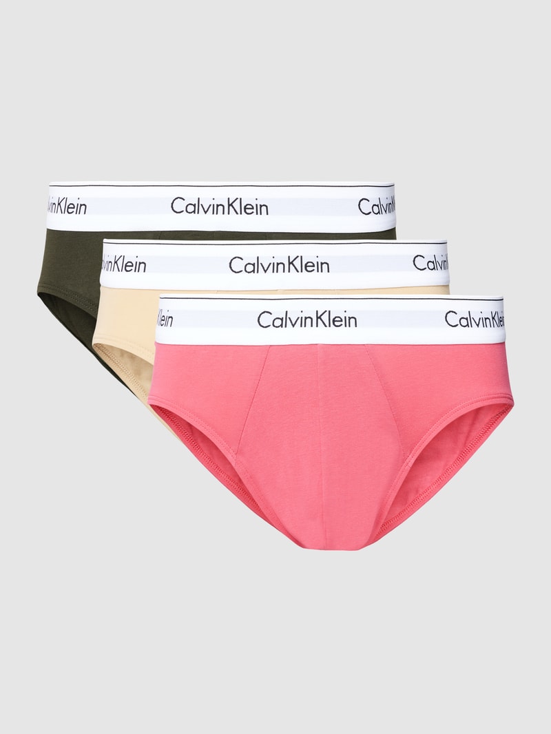 Slip mit elastischem Logo-Bund im 3er-Pack in pink