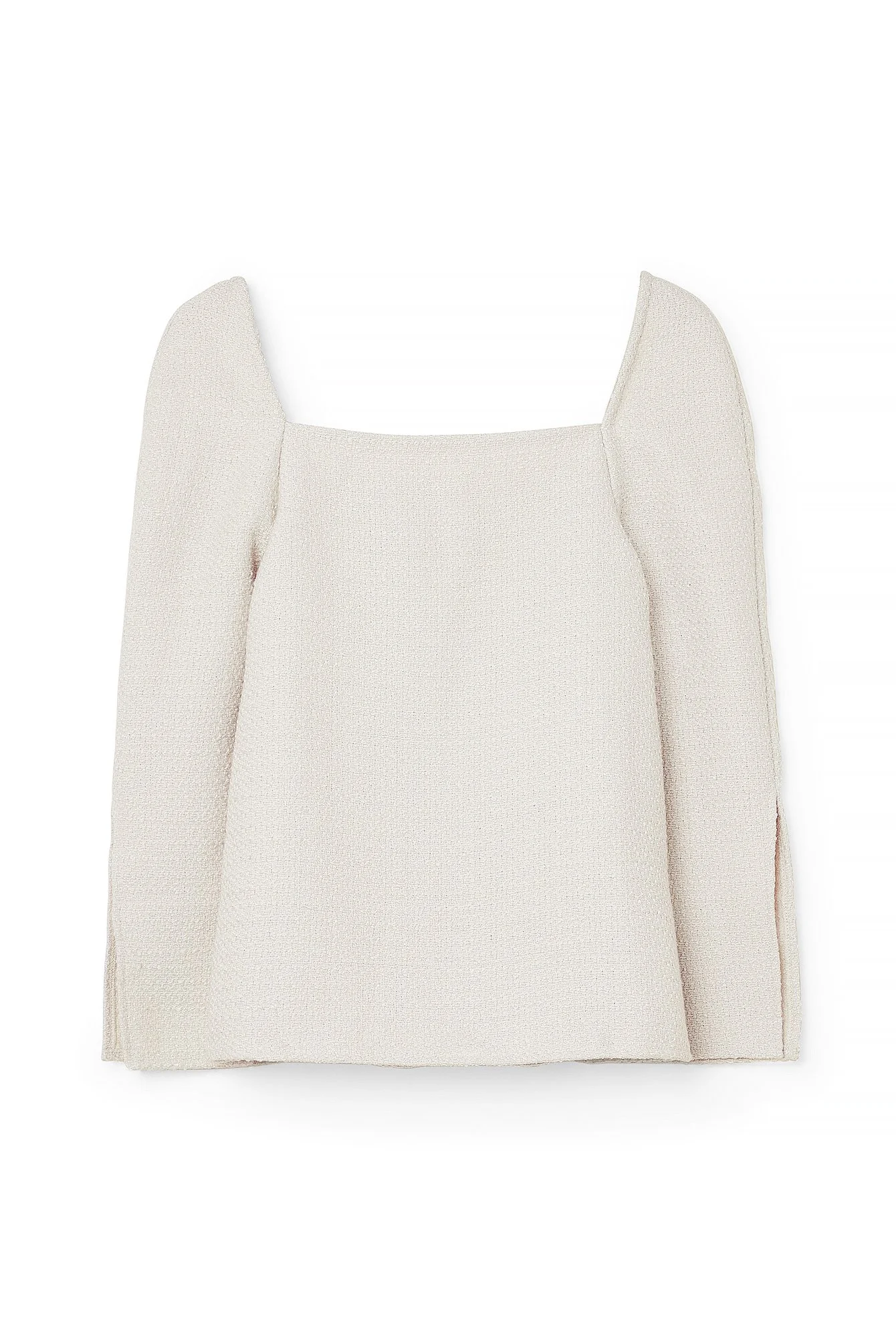 Strukturierte schulterfreie Bluse mit Schlitz