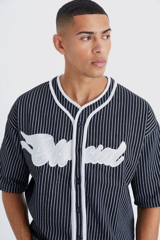 Oversize Official Baseball-Hemd mit Nadelstreifen