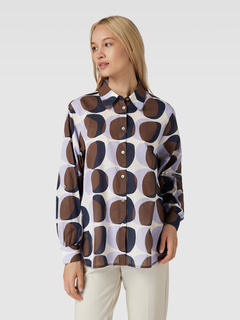 Bluse mit Allover-Muster Modell 'Fumine witty' in mittelbraun