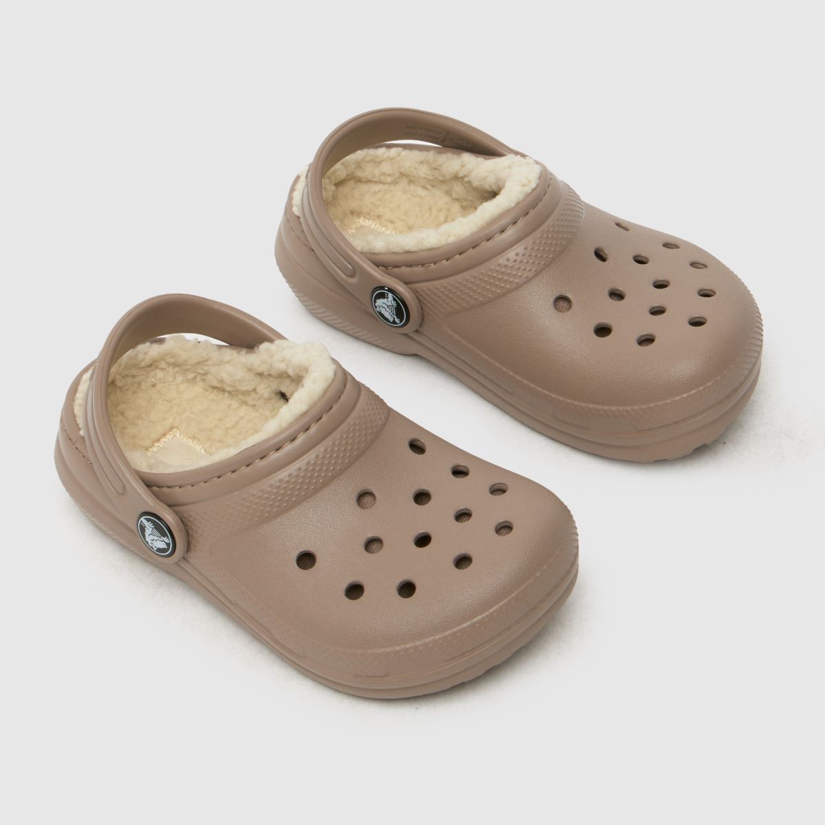 Crocs beige & bruna klassiska fodrade träskor för småbarn