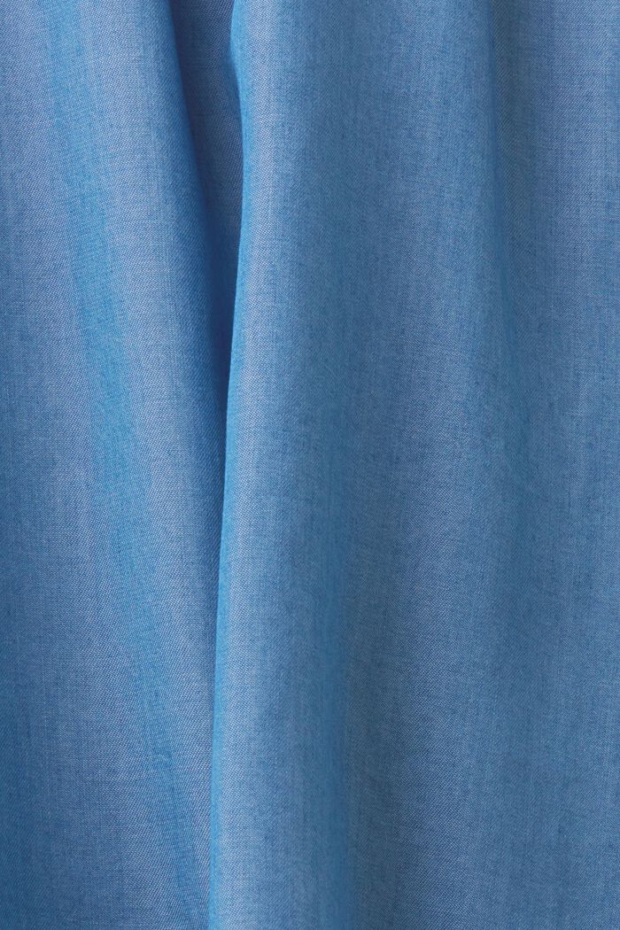 Ärmellose Bluse in Denim-Optik mit Rüschen