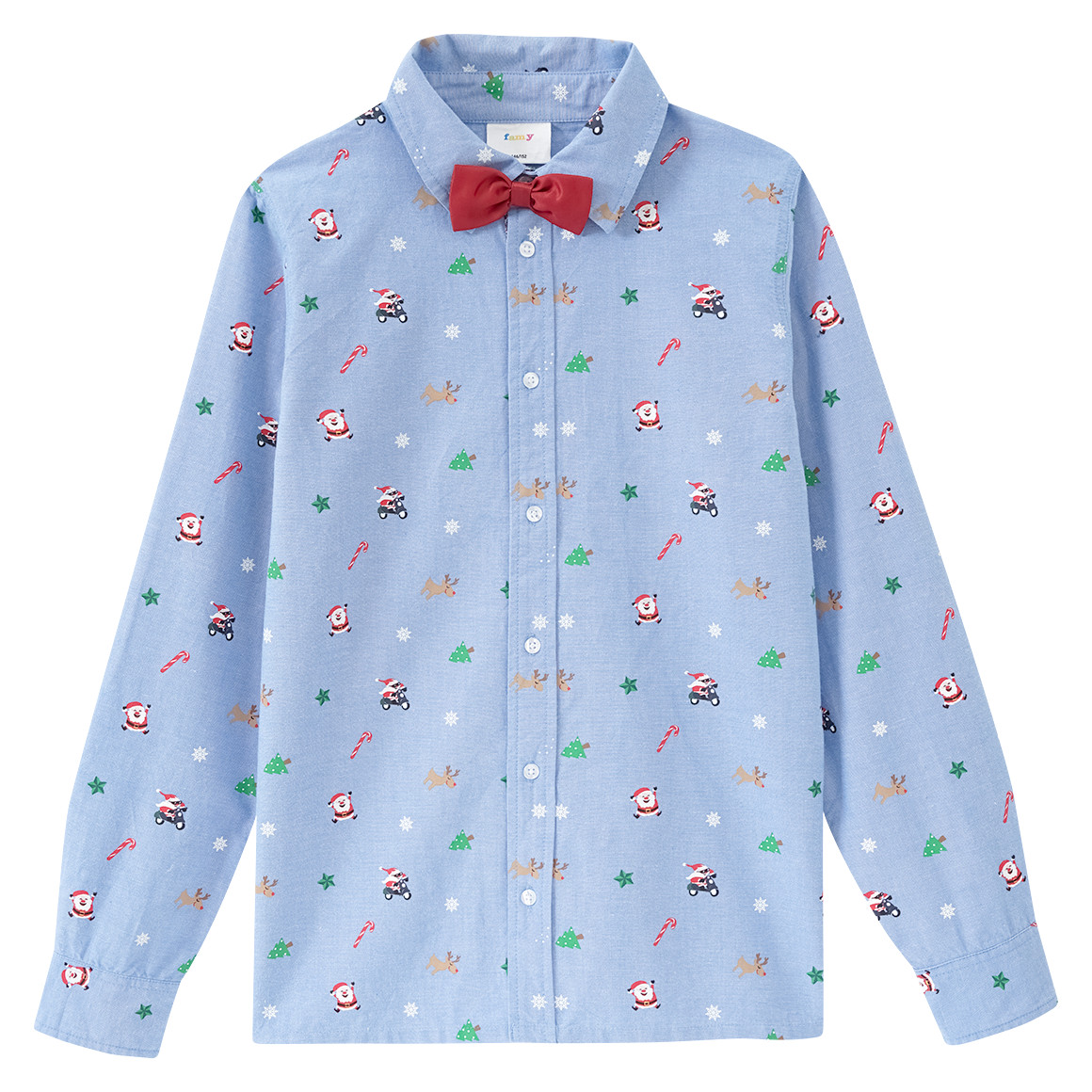 Jungen Weihnachtshemd mit Fliege hellblau