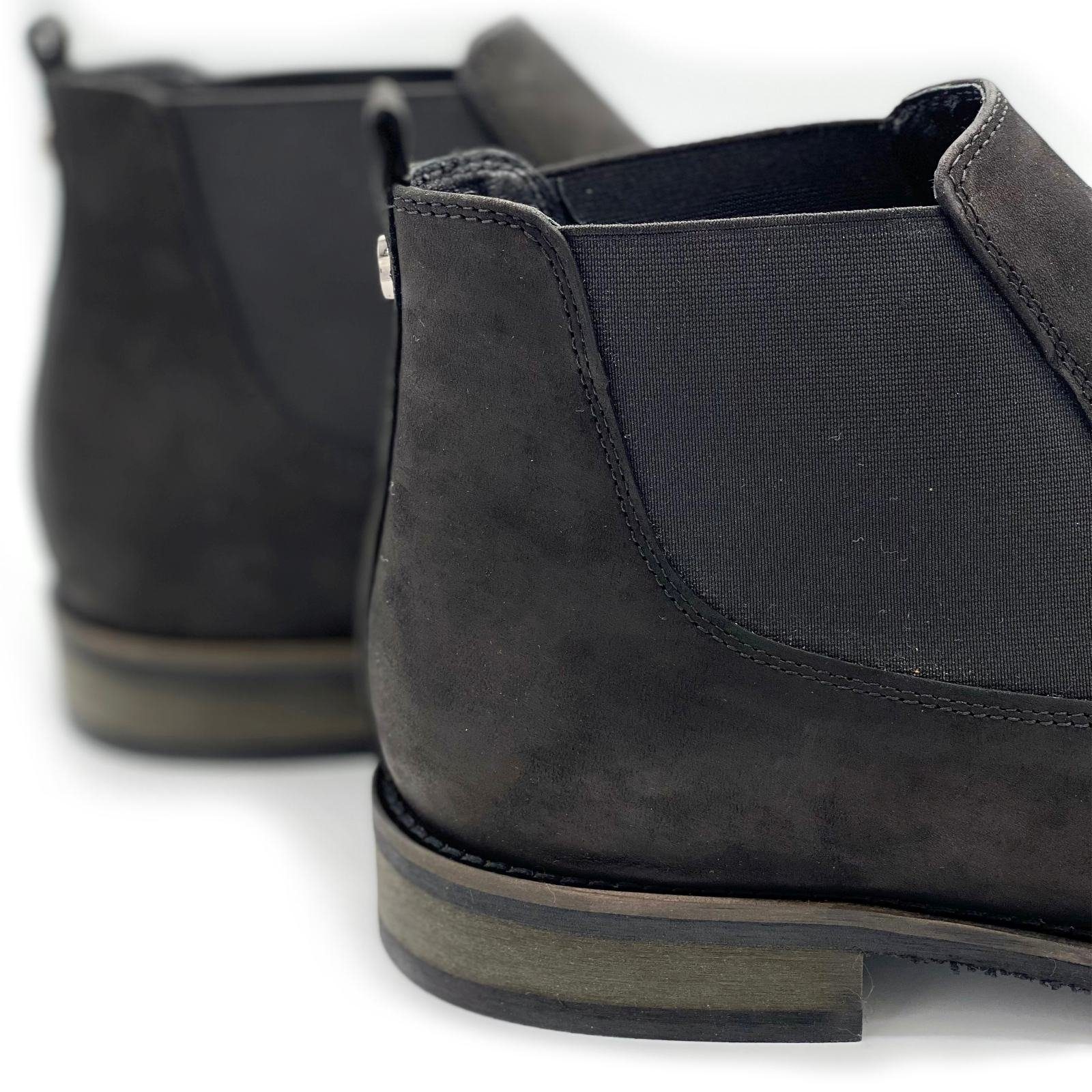 Hollert Herren Stiefelette Modell 702 Veloursleder Classic Schuhe Chelseaboots