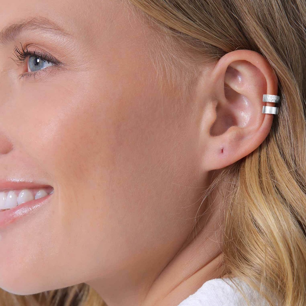 Elli Elli Boucles d'Oreilles Femmes Set Earcuff Basique Martelé en argent sterling 925 Boucles d'oreilles