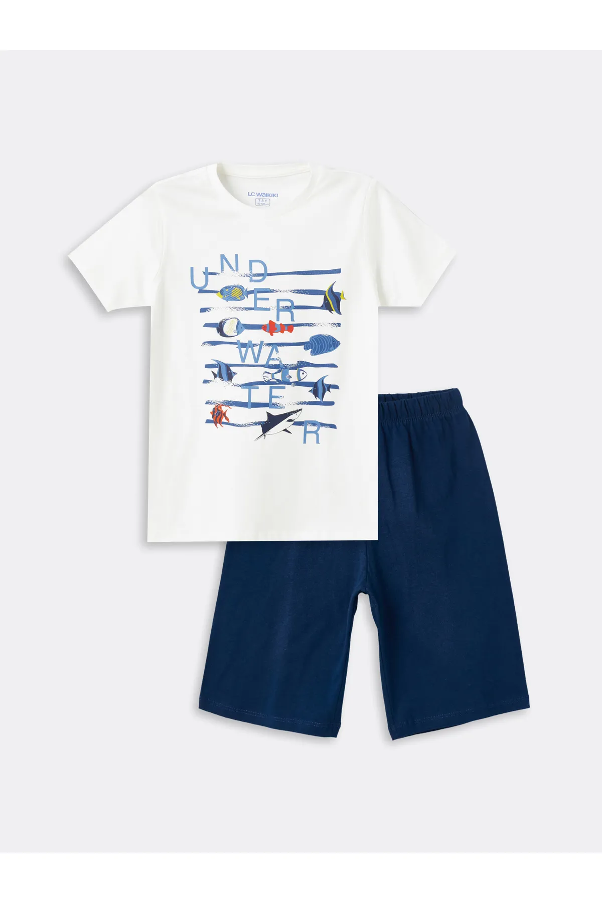 LC Waikiki  Jungen-Pyjama-Set mit Rundhalsausschnitt, kurzen Ärmeln und Shorts