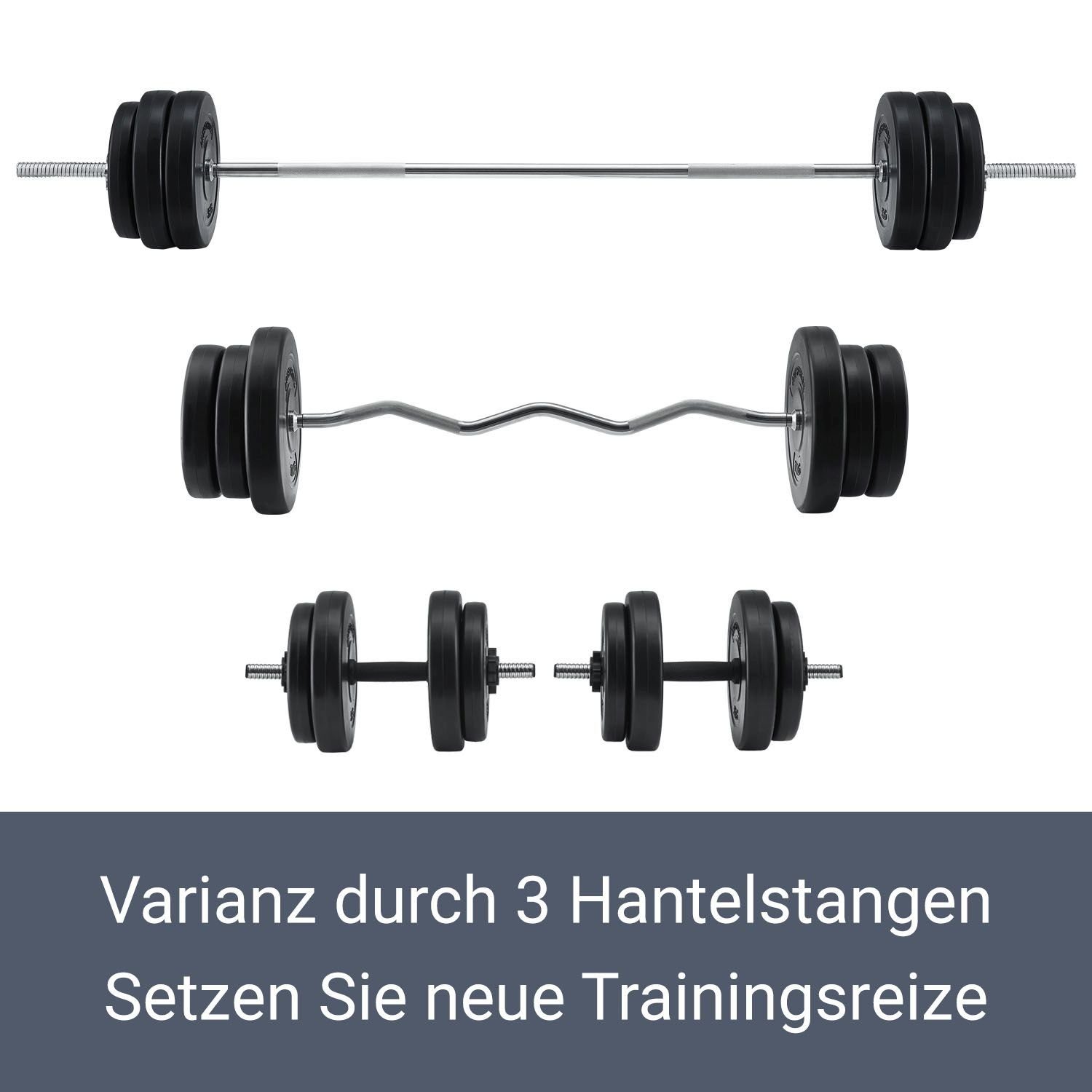 ArtSport Hantel-Set 3in1, Komplettset, 60 kg Gewichte, rutschfeste Griffe, Sternverschlüsse