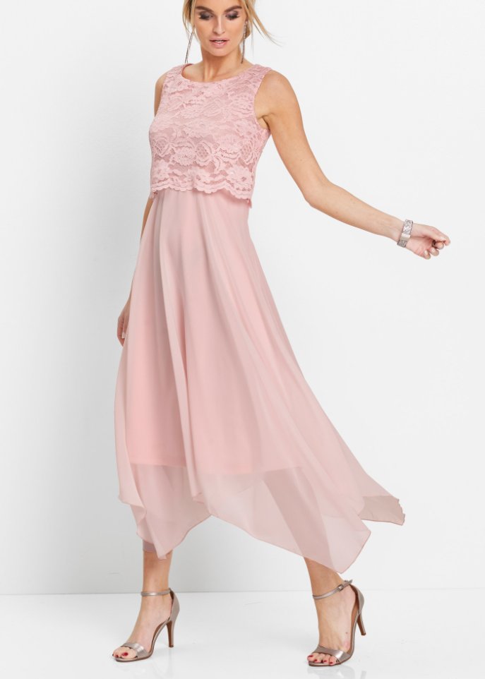 Premium Chiffonkleid mit Spitze