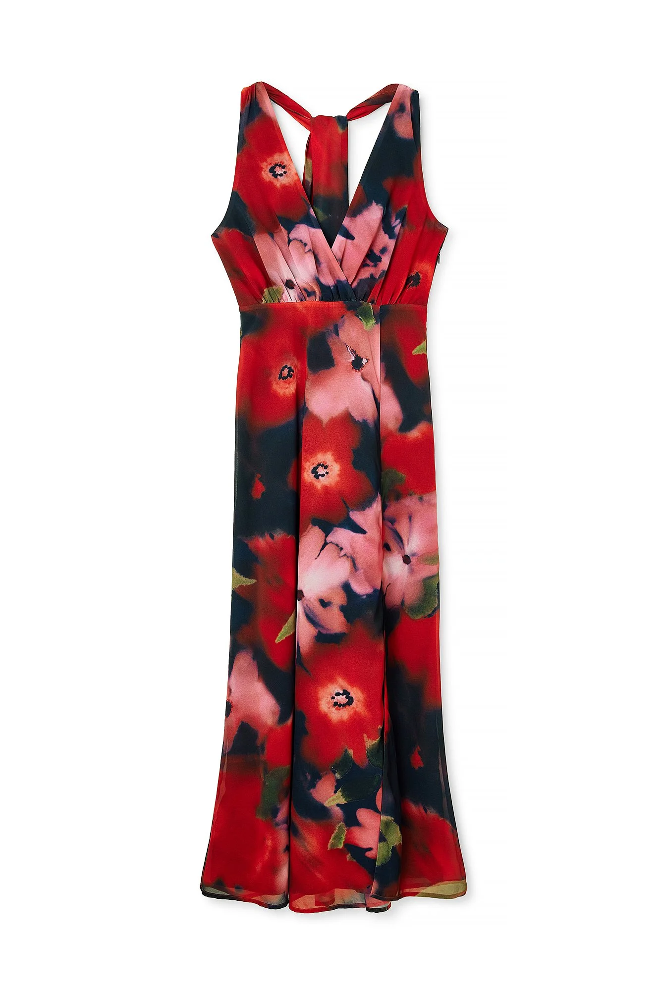 Maxi-Wickelkleid mit V-Ausschnitt