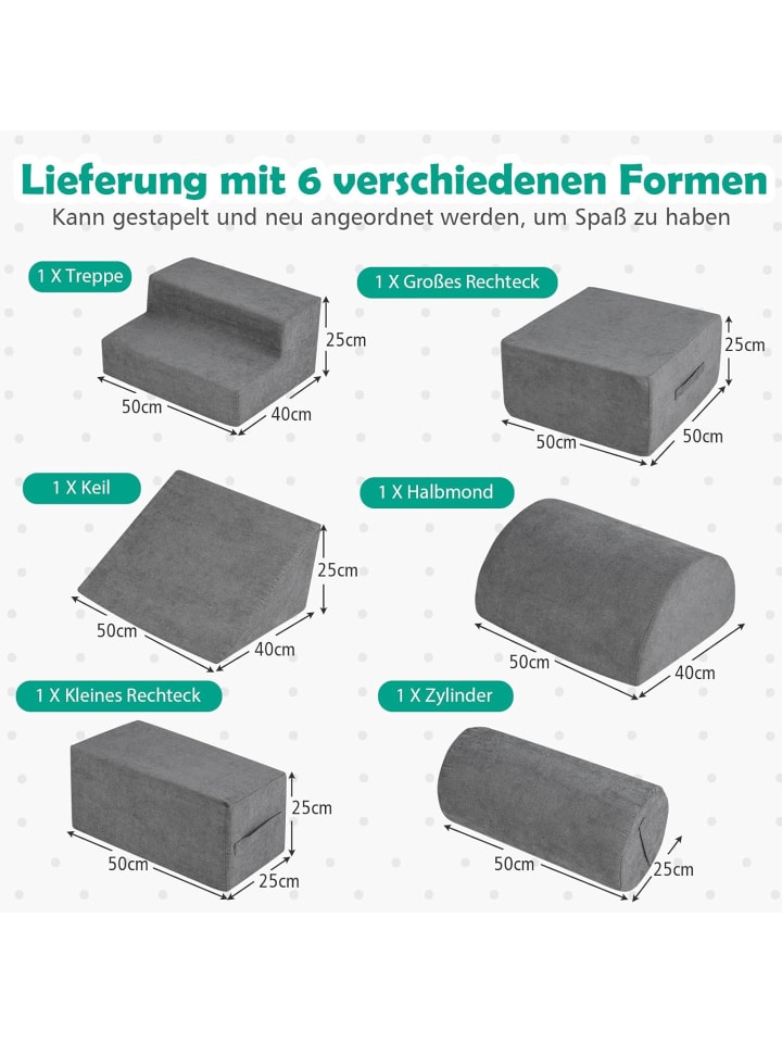 COSTWAY 6 tlg. Softbausteine für 1-3 Jahre in Grau günstig kaufen onesize