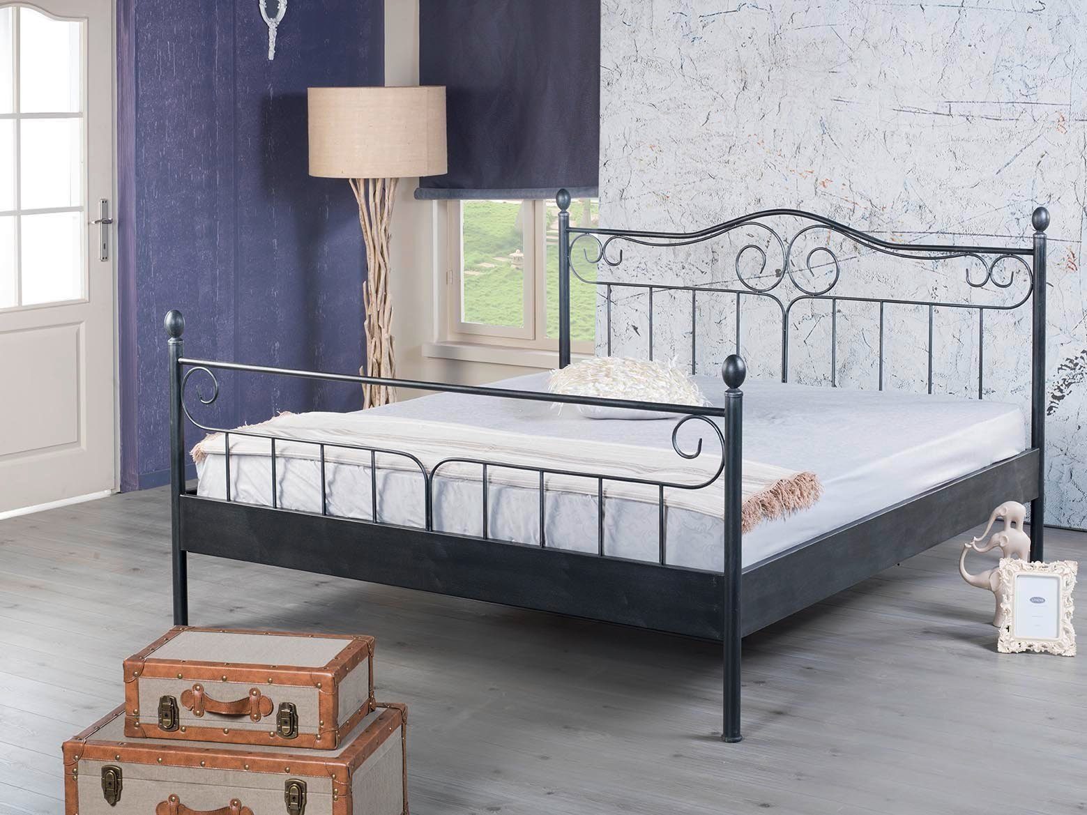 BedBox Metallbett Virgina, stabiles und formschönes Metallbett, pulverbeschichtetes Metall