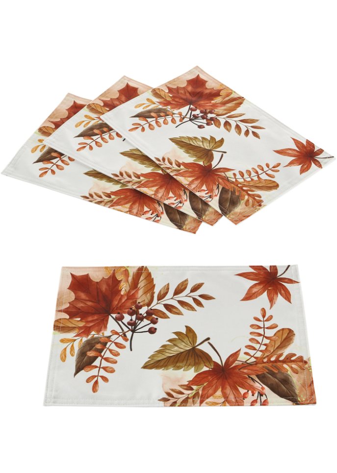 Tischsets mit Blätterdruck (4er Pack)