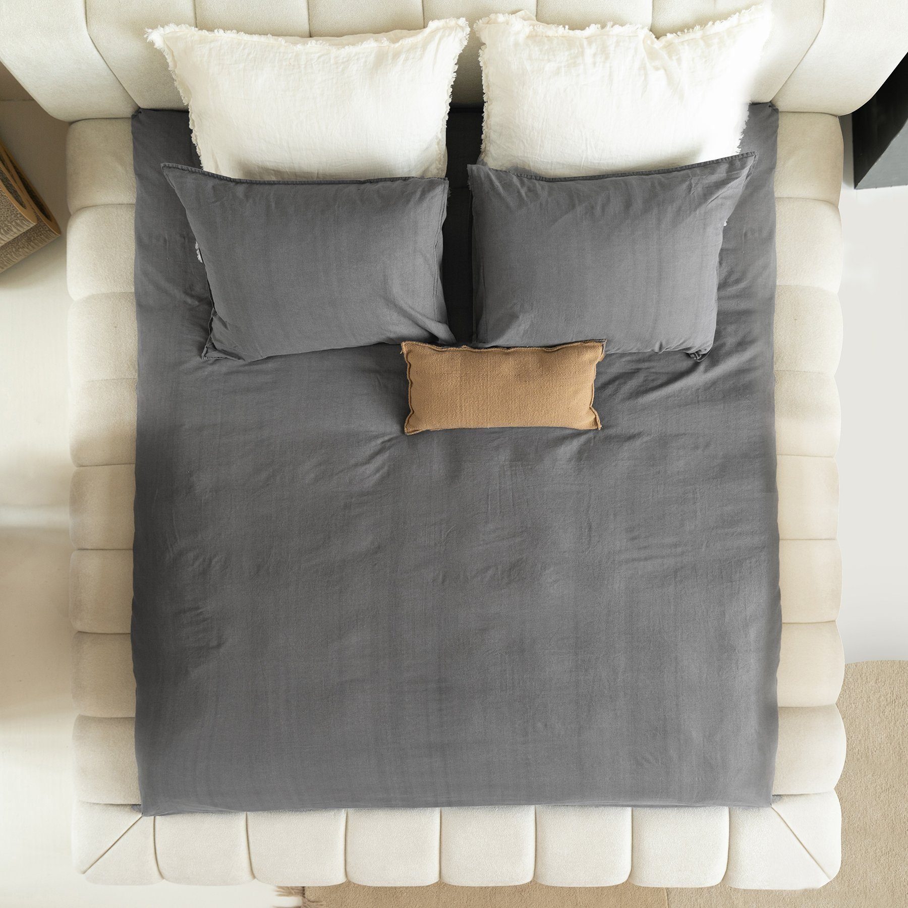 Sitheim-Europe Polsterbett Adore Desigbett Beige inkl. Hybrid-Taschenmatratzen 26 cm (1x Bettgestell, 2x Lattenroste, 1x Matratze)