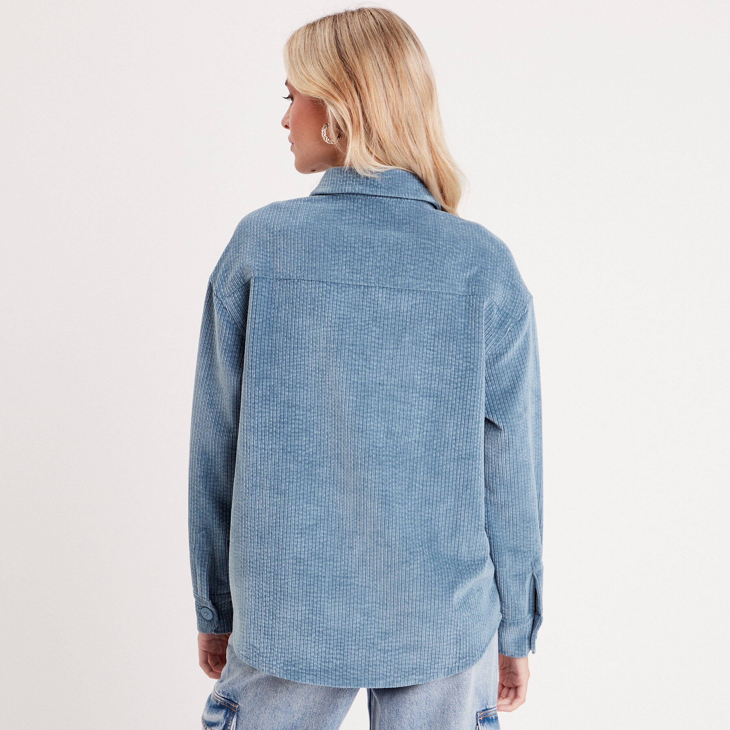 Surchemise velours côtelé bleu clair femme | Cache Cache