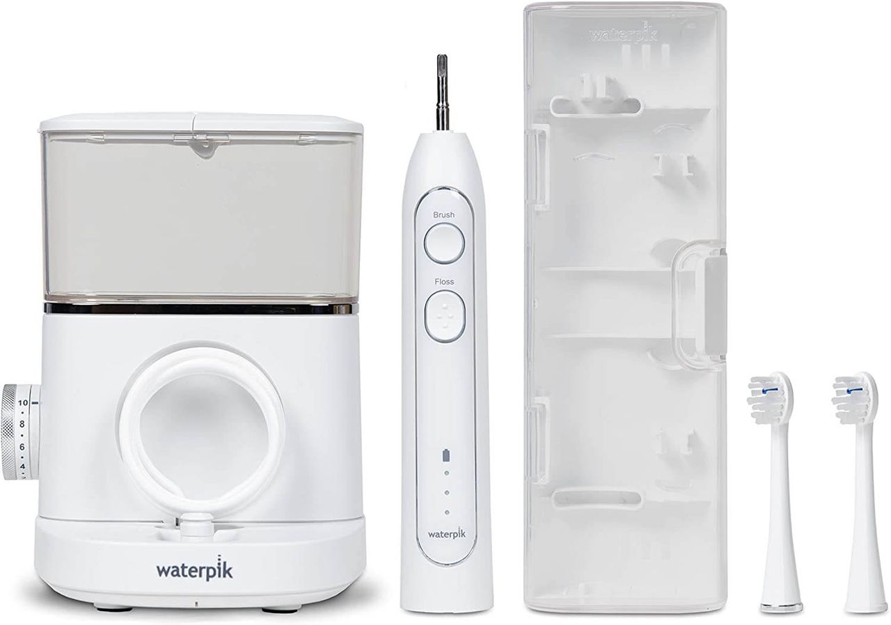 Waterpik Sonic-Fusion Zahnbürste mit integrierter Munddusche, 2-Minuten Timer   2 Bürsten