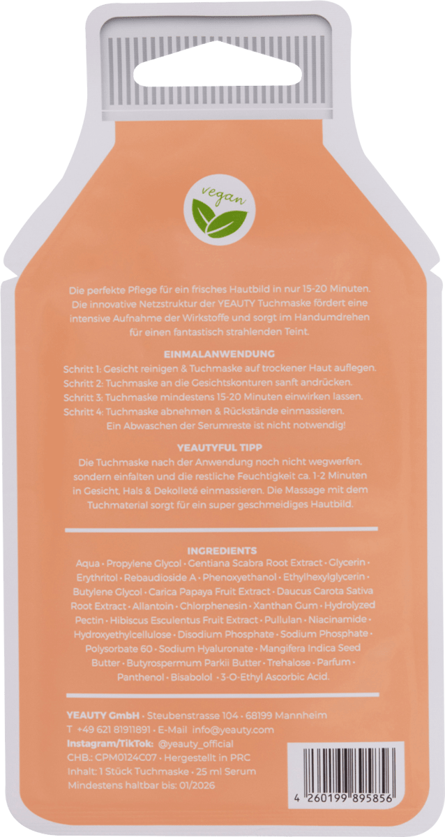 Tuchmaske Carrot-Papaya-Mango Butter, 1 St
