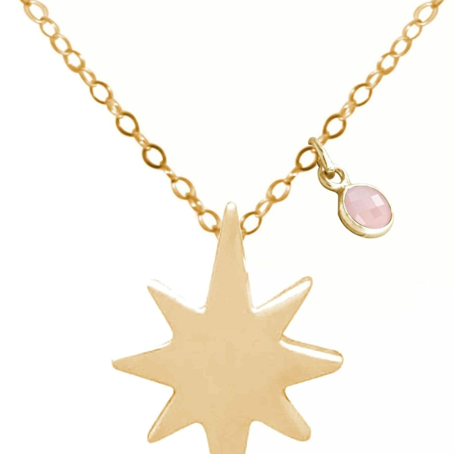 Kette mit Anhänger '3-D Nordstern ROSENQUARZ'