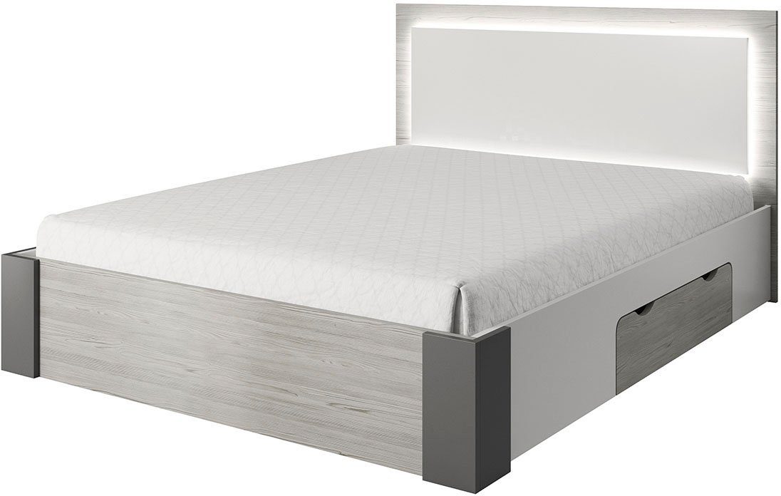 Polini kids Schlafzimmer-Set Polini Porto, (Set, 5-St., bestehend aus Bettgestell, Schiebetürenschrank, Kommode, Nachtkommoden), inklusive Bettkasten