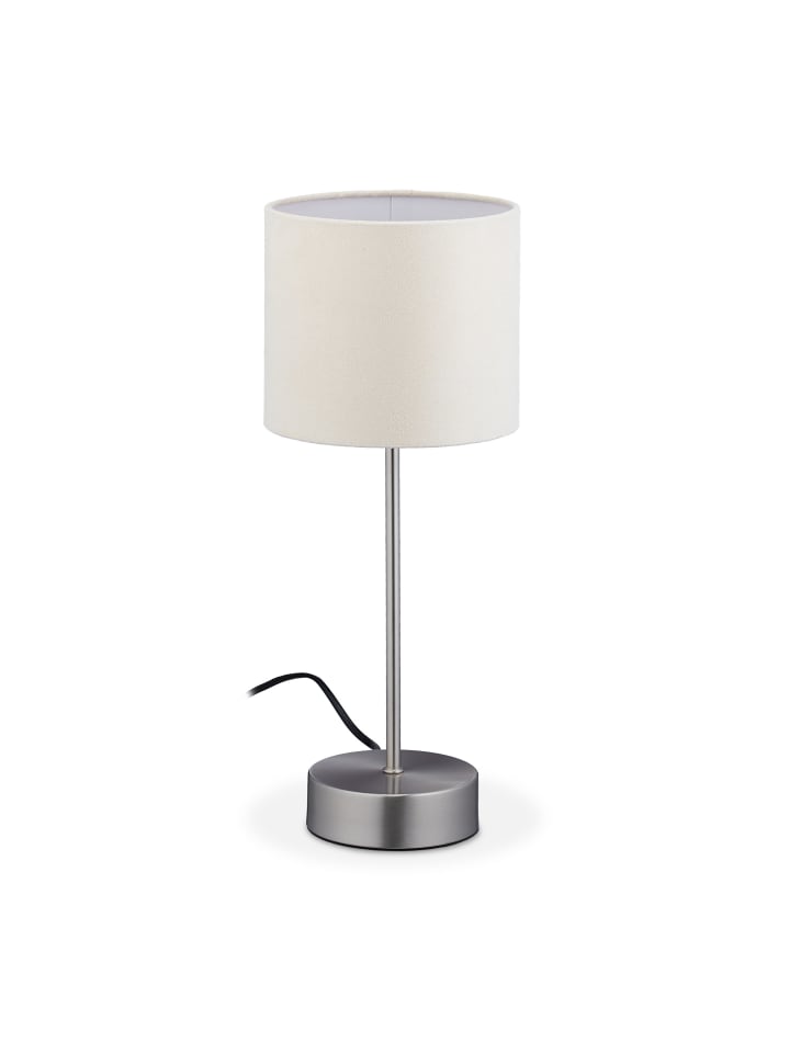 relaxdays Nachttischlampe in Silber/ Creme - (H)40 x Ø16 cm günstig kaufen onesize