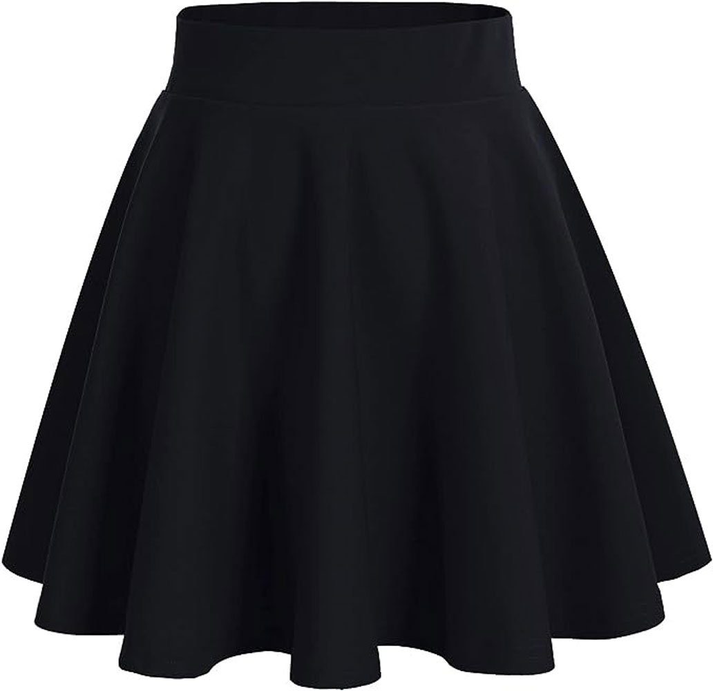 Sarfly Faltenrock Damen Basic Solide Vielseitige Dehnbar Informell Mini Skater Rock (1-tlg) Glocken Rock Tennis Rock