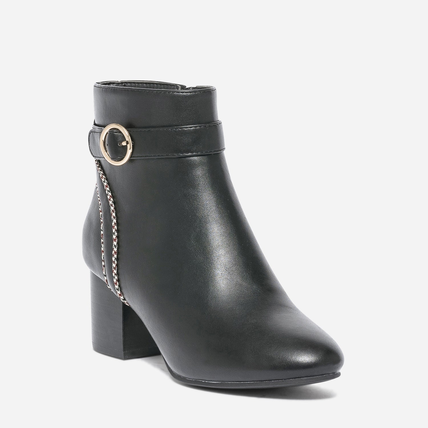 Boots noir avec biais pied-de-poule