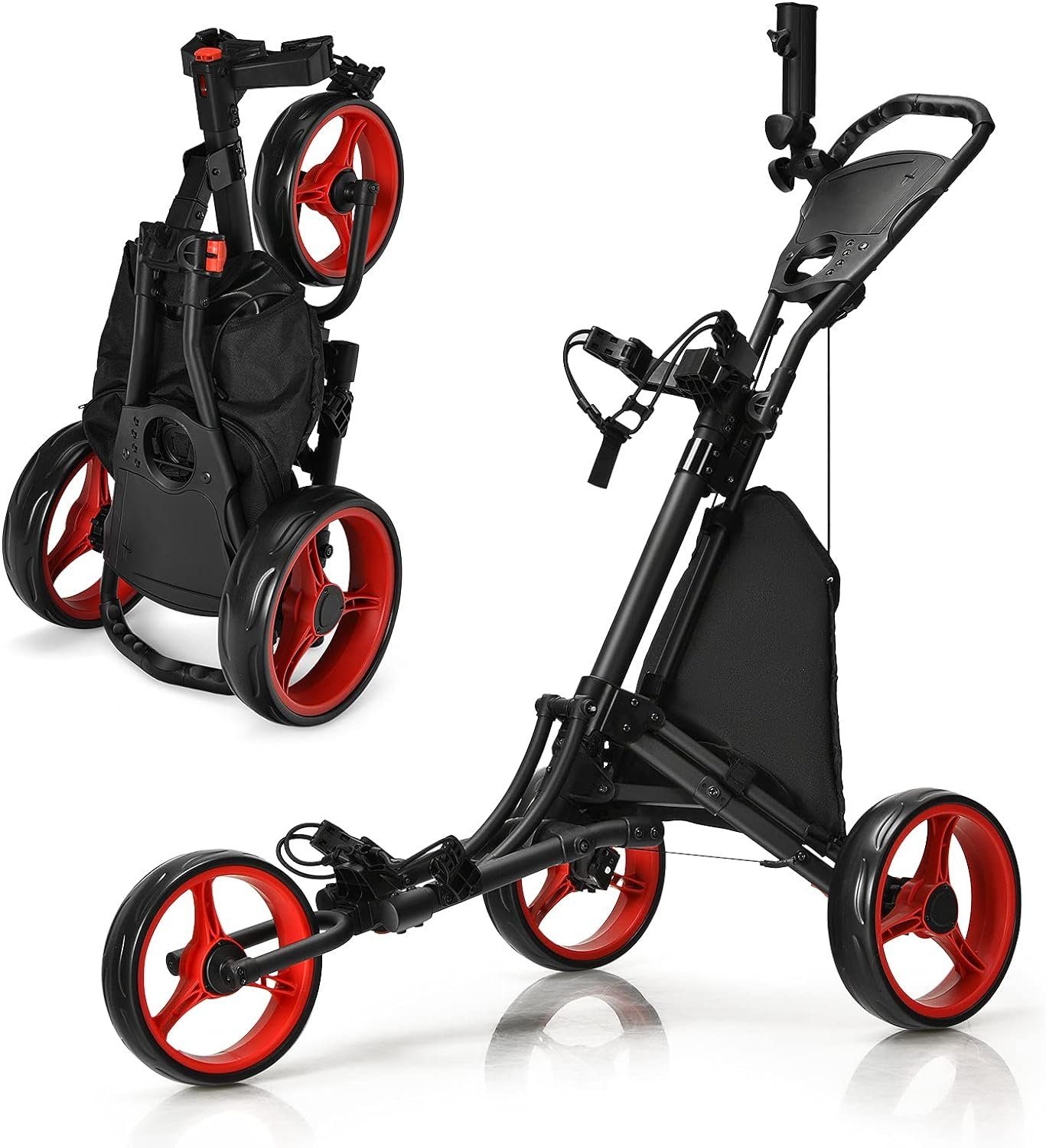 KOMFOTTEU Golftrolley Golfwagen, faltbar&höhenverstellbar, mit 3 Rädern