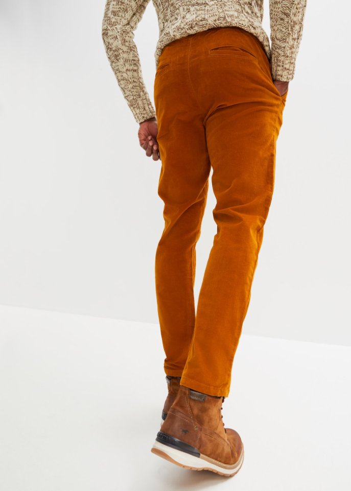 Regular Fit Cord-Schlupfhose in leicht verkürzter Länge, Straight