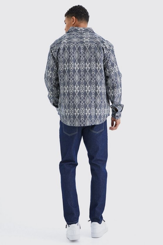 Langärmliges Oversize Jacquard Overshirt