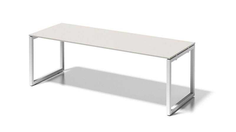 Cito Schreibtisch, 740 mm höhenfixes O-Gestell, H 19 x B 2200 x T 800 mm, Dekor grauweiß, Gestell verkehrsweiß