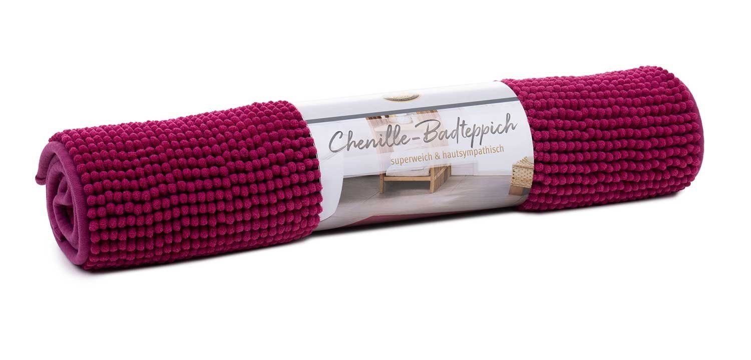 Badematte Badematte CHENILLE, Rosa, B 50 cm, L 70 cm, Stoff, rechteckig