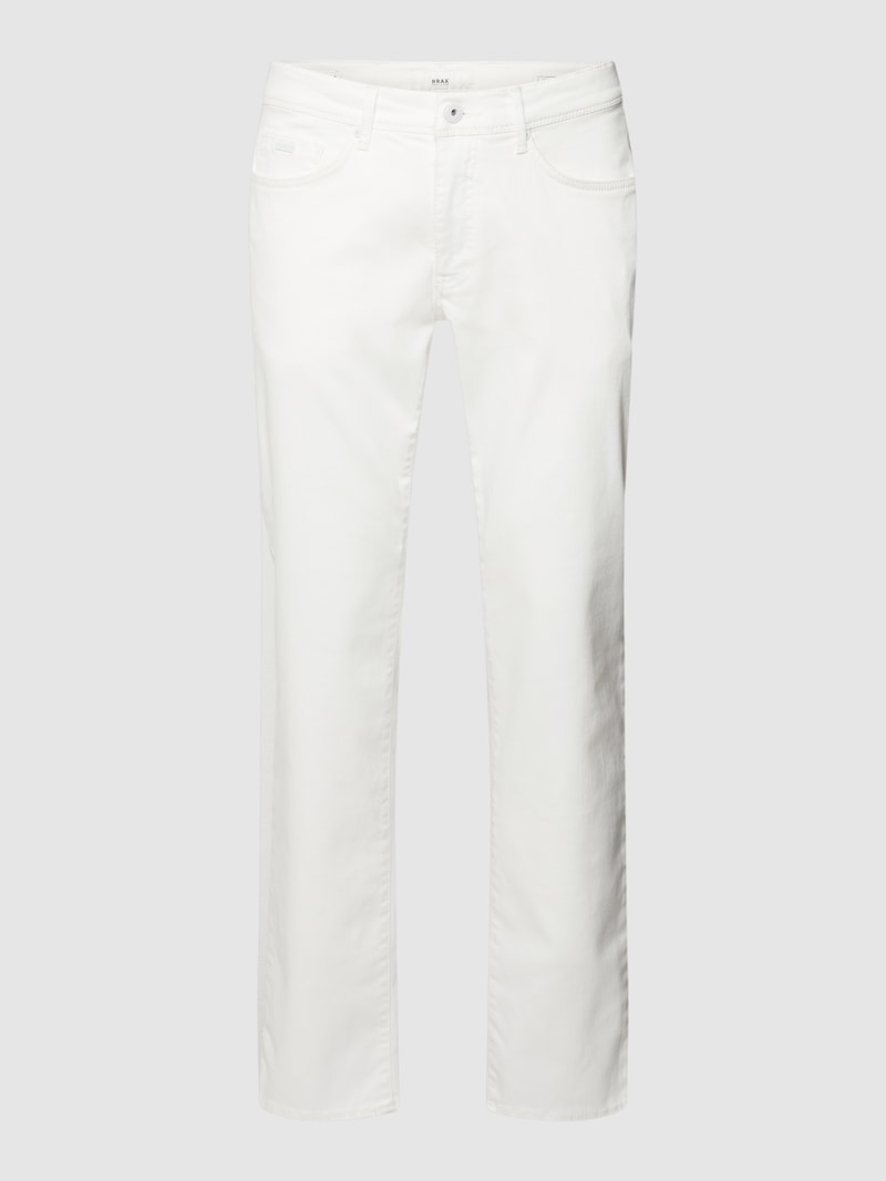 Straight Fit Jeans mit Label-Patch Modell 'Cadiz' in weiß
