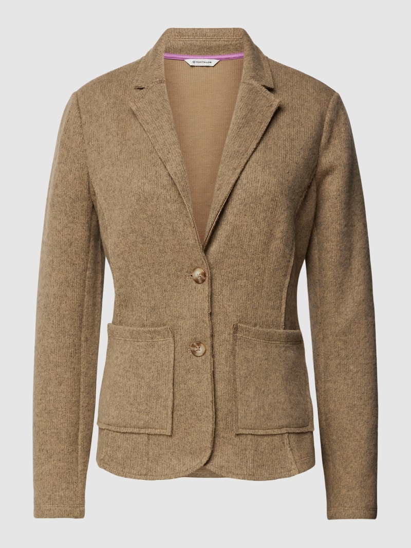Strickblazer mit Eingrifftaschen in beige meliert