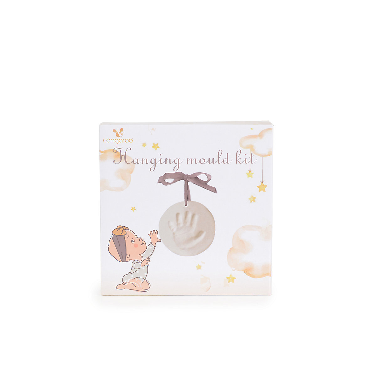 Baby Handabdruck-Bausatz Anhänger Durchmesser 16cm mit Holzrolle Gipsabdrücke