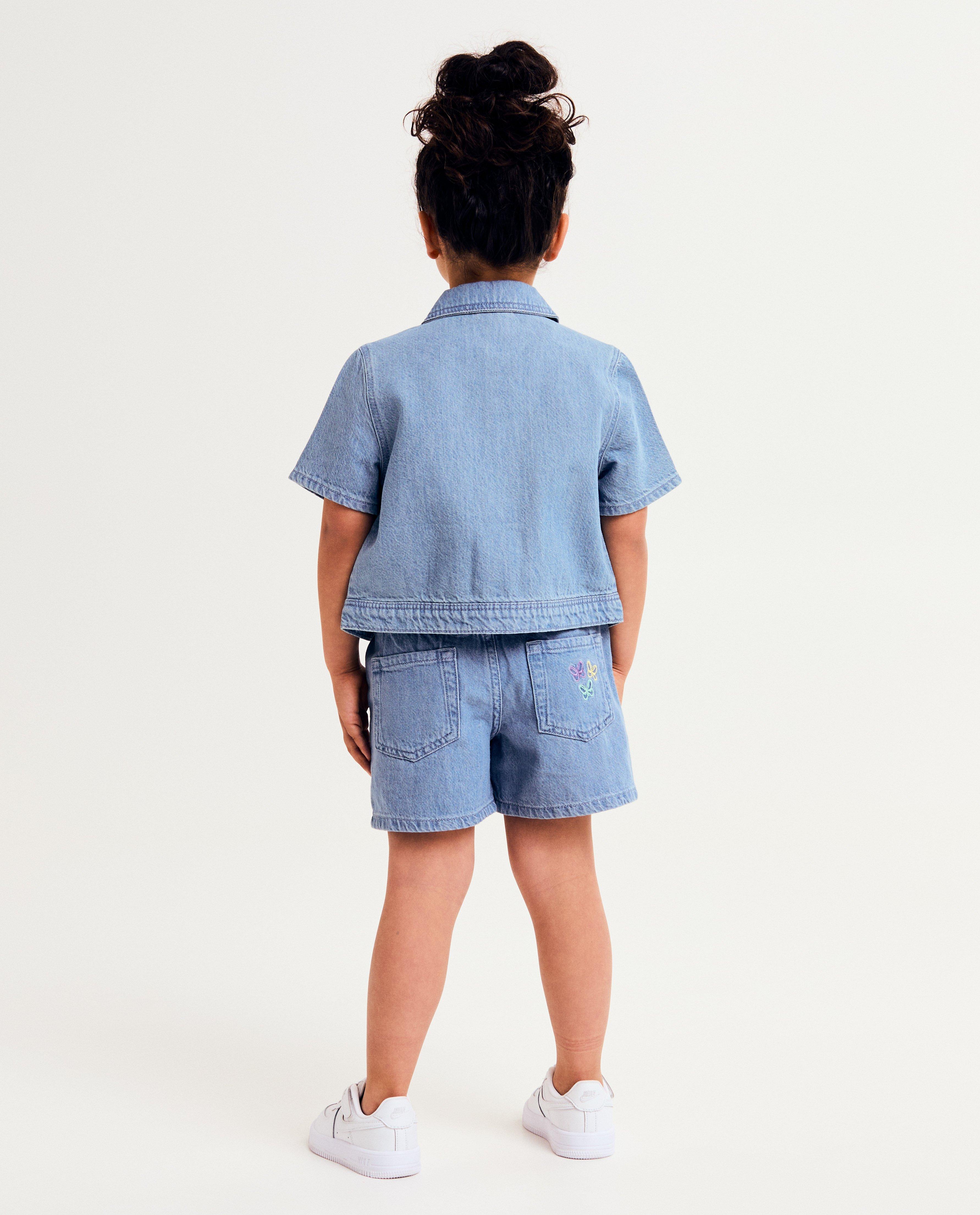 Pantaloni scurți din denim K3 cu fluturi brodați, 98-140 albastru