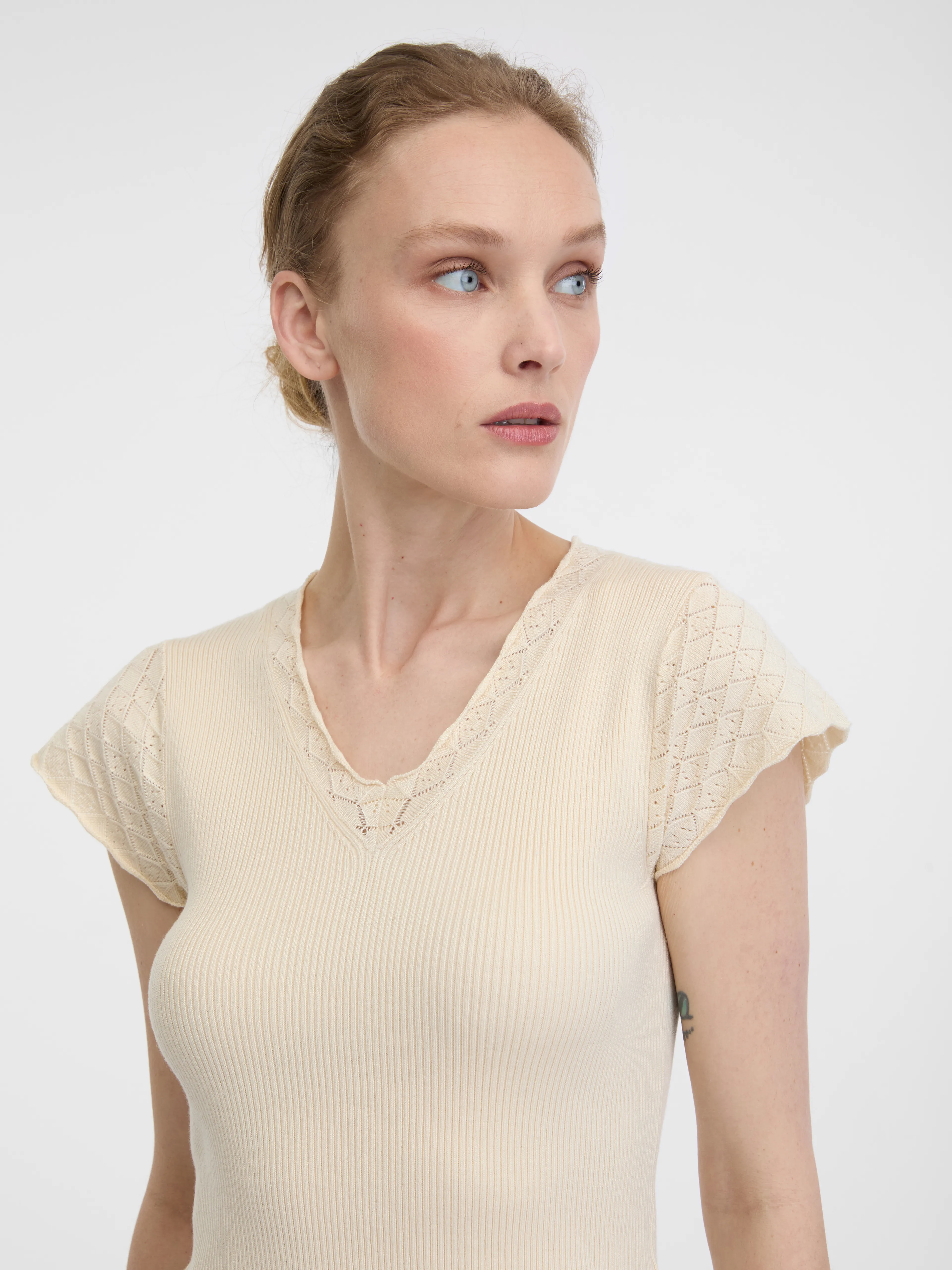 Beigefarbenes Damen Kurzarm-T-Shirt ORSAY