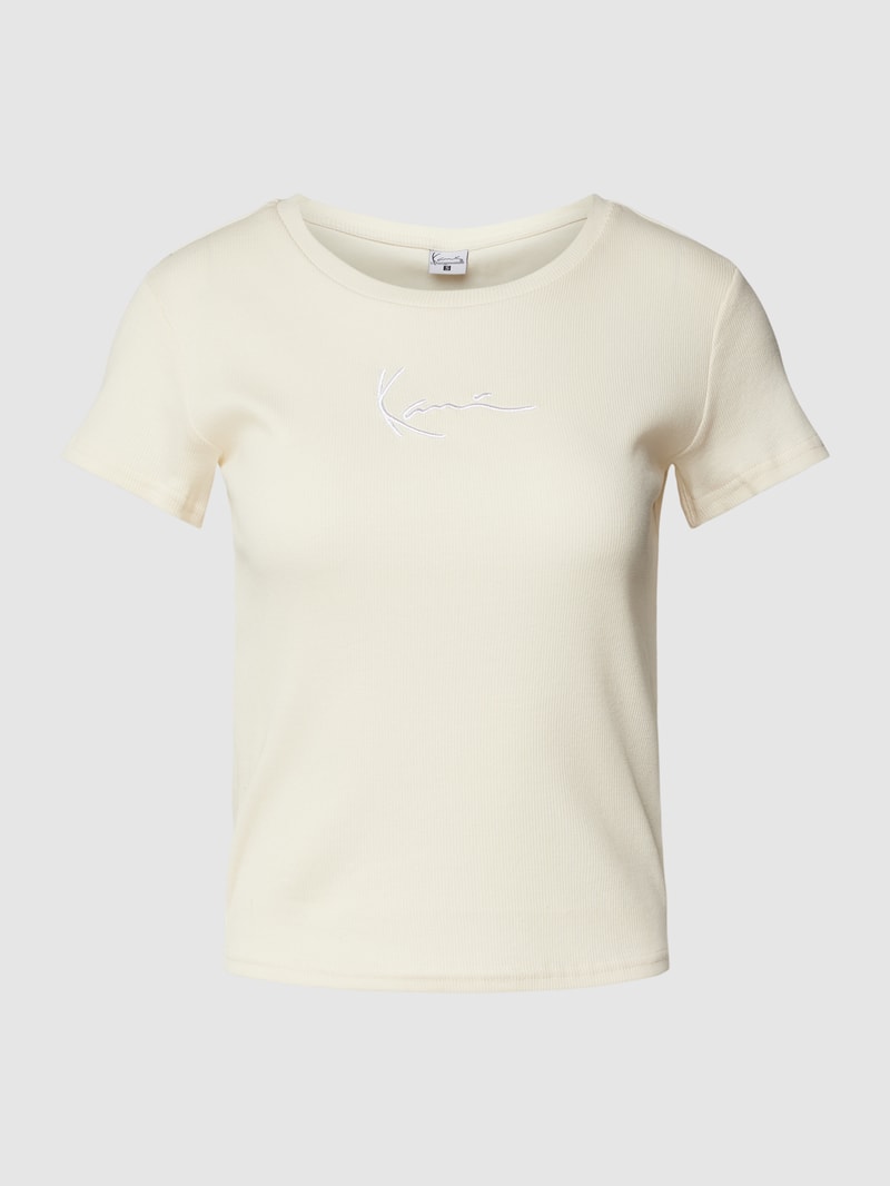 T-Shirt mit Label-Stitching in offwhite