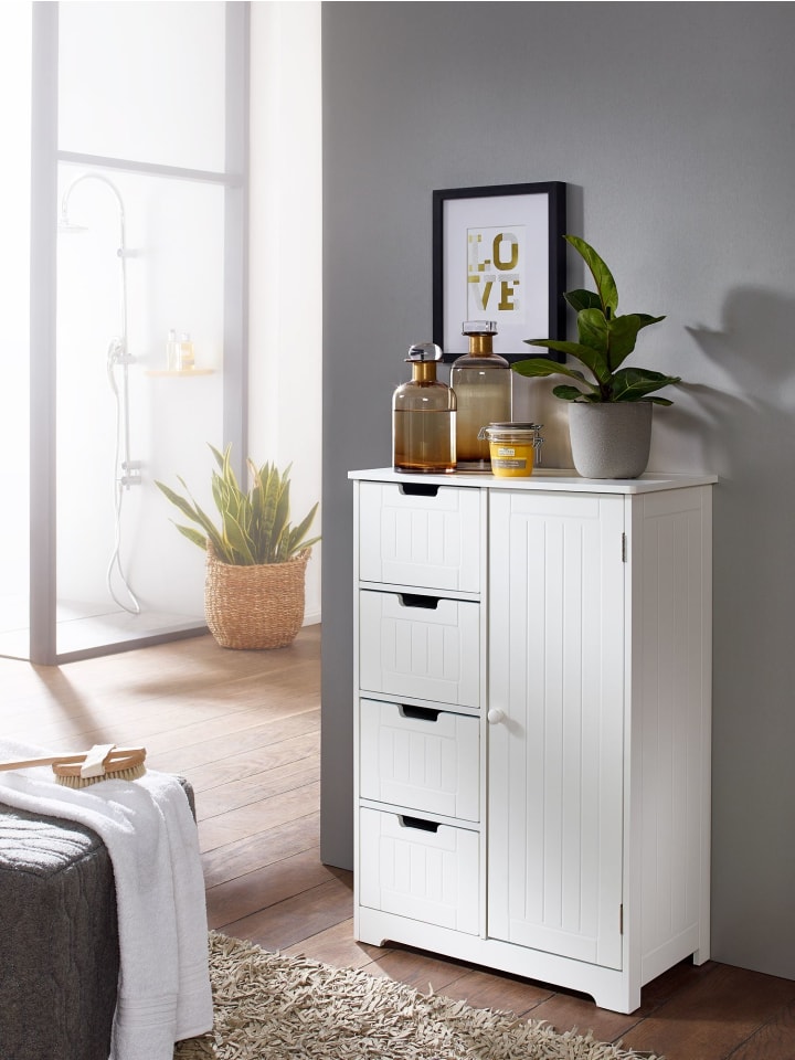 KADIMA DESIGN Design Badschrank PATTI Landhaus-Stil MDF-Holz 56 x 83 x 30 cm weiß günstig kaufen onesize