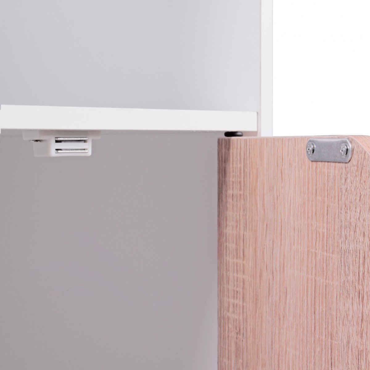 Wohnling Design Bücherregal Modern Holz Weiß mit Türen Sonoma Eiche Standregal freistehend 6 Fächer 60 x 90 x 30 cm