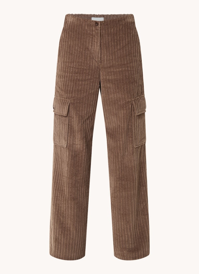 Claudie Pierlot High waist wide fit velvet cargo trousers with patch pockets