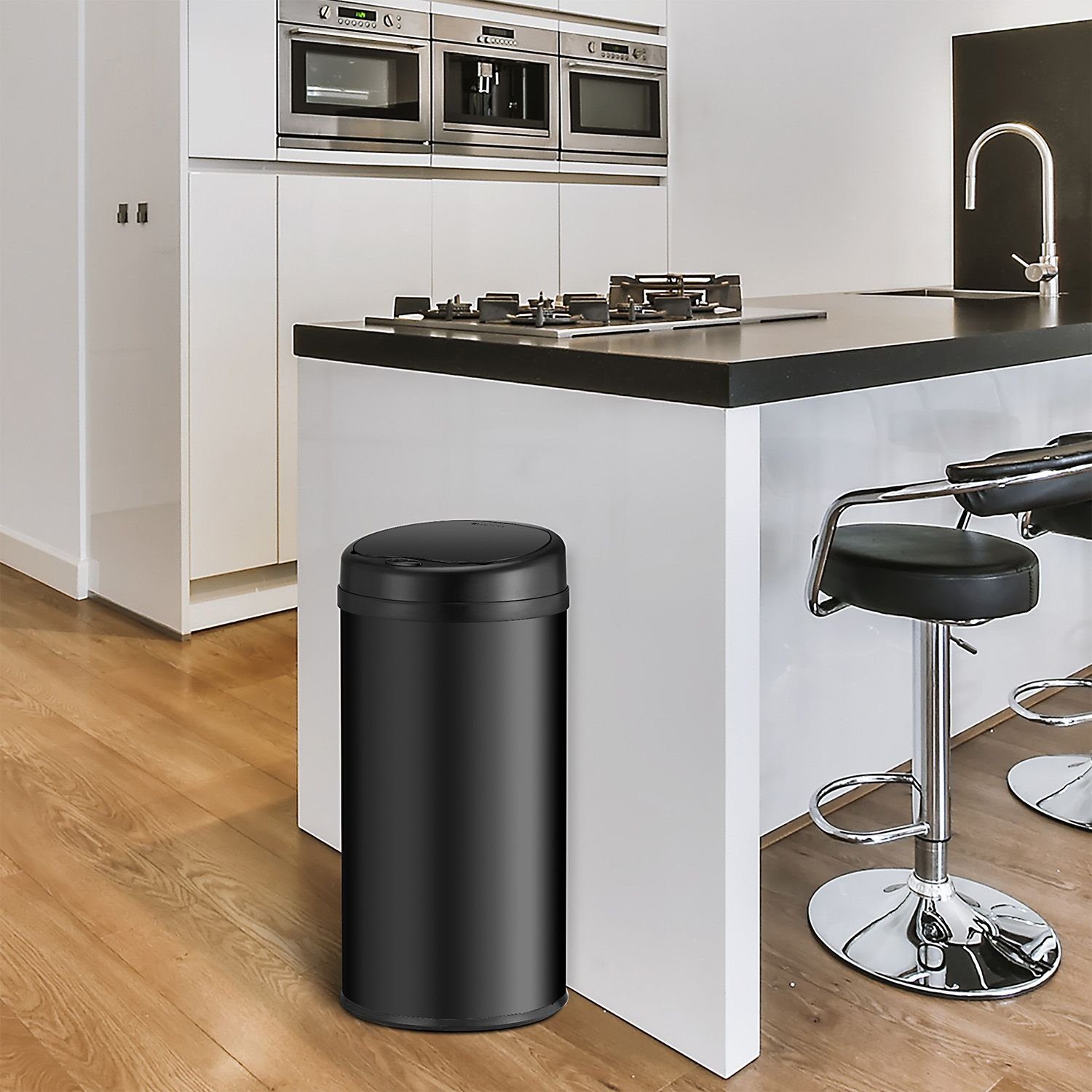 Juskys Mülleimer, 40 L Volumen, mit Sensor, geräuscharmes Öffnen / Schließen, rostfrei