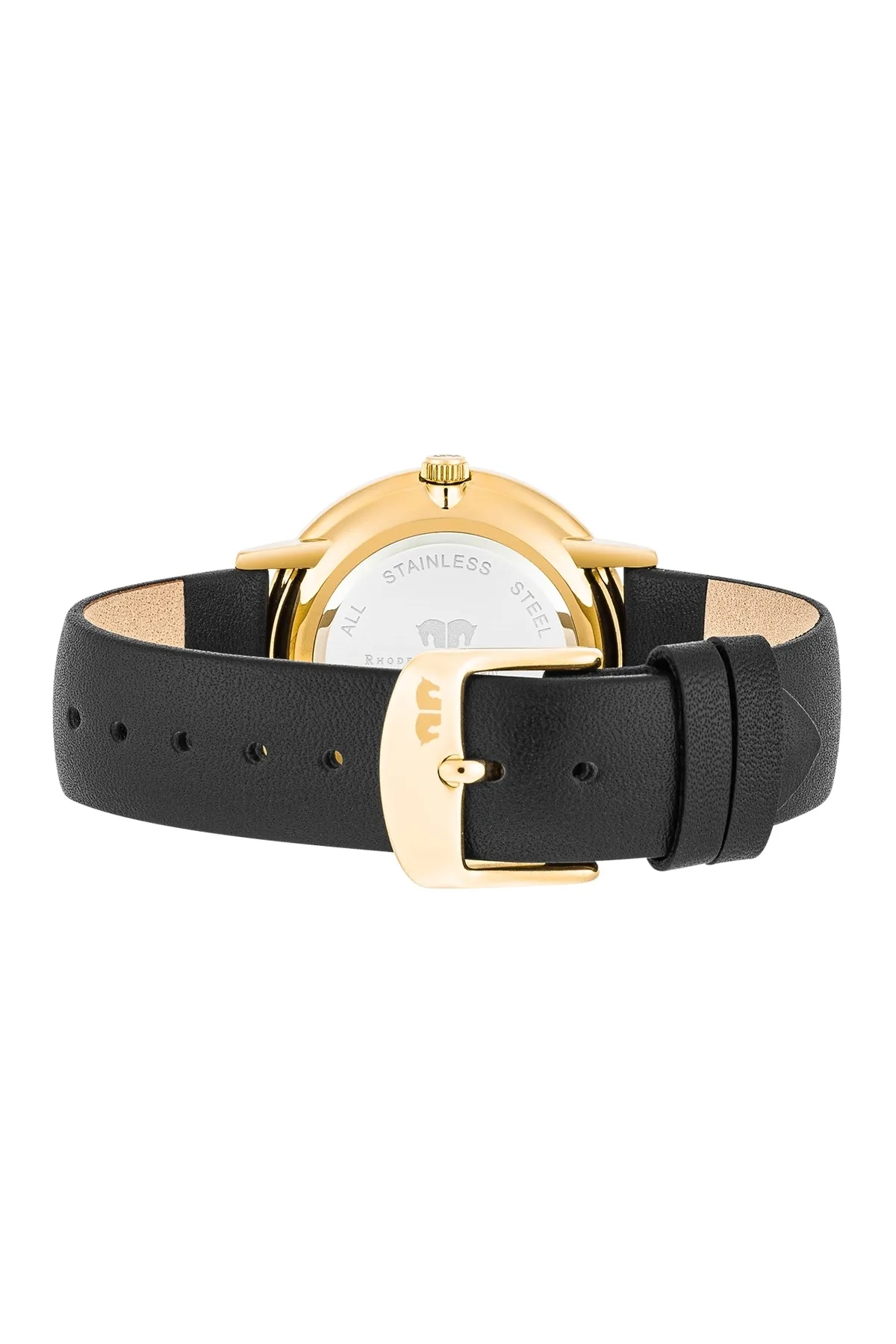 Rhodenwald & Söhne  Quarzuhr Damen Quarzuhr gelbgold Echtleder schwarz
