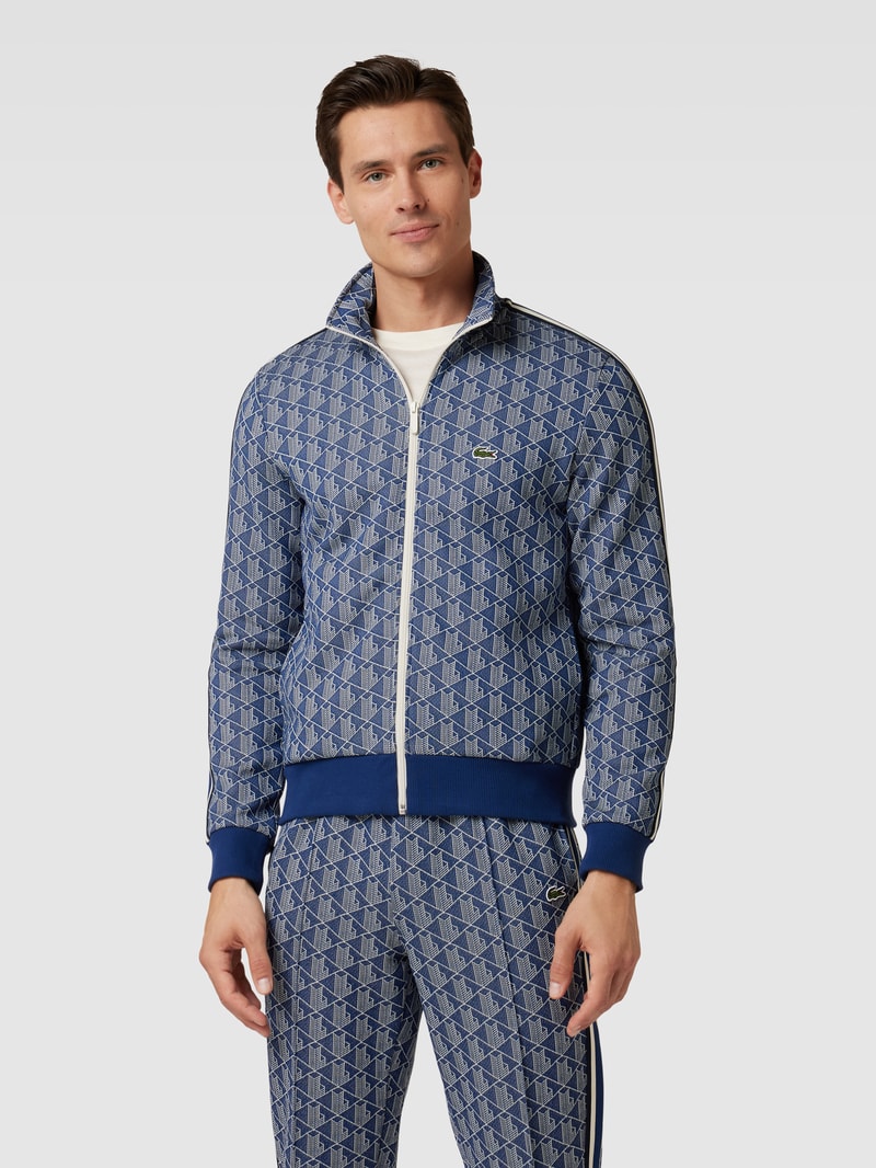 Sweatjacke mit Stehkragen in dunkelblau