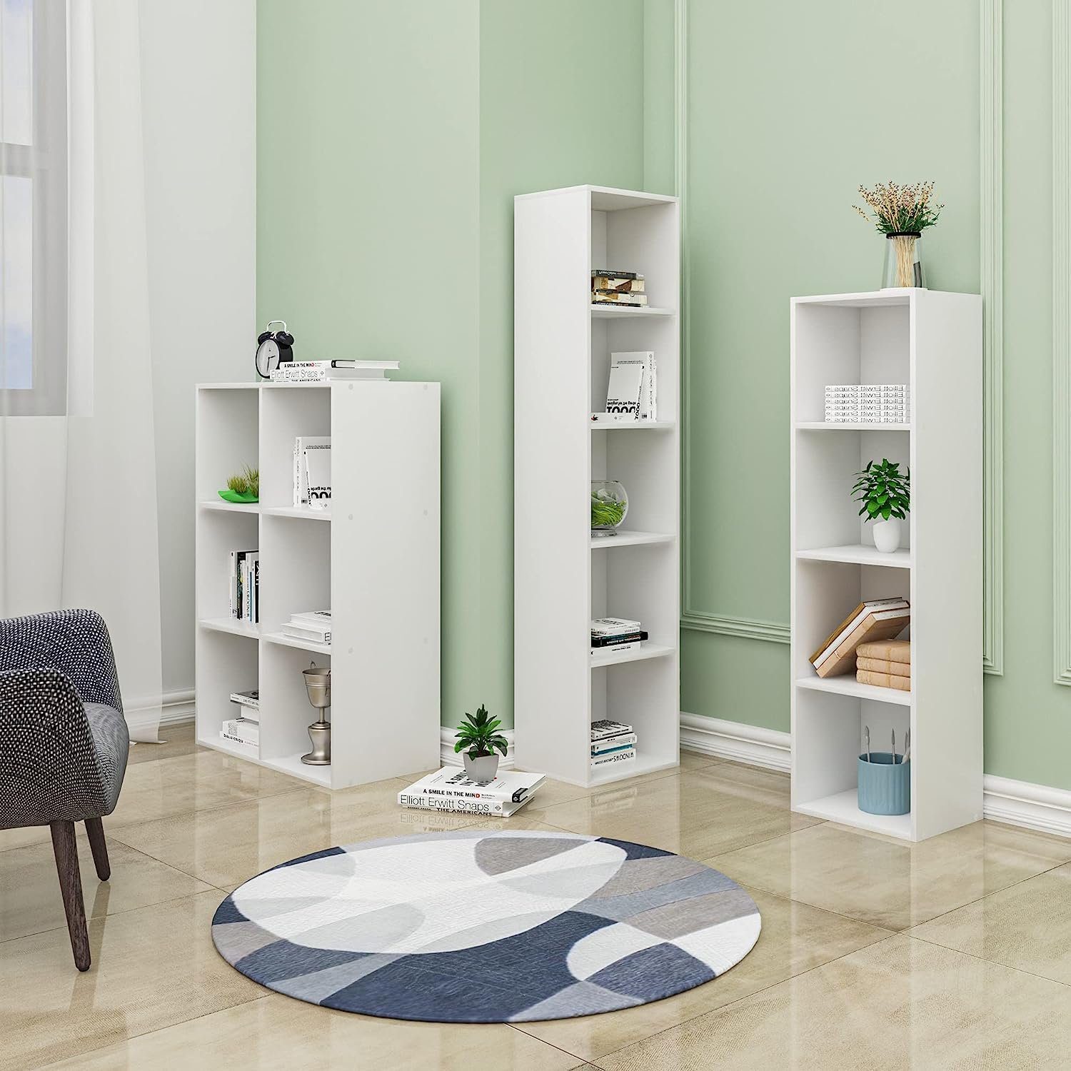 Woltu Bücherregal, 1-tlg., Bücherregal aus MDF weiß 30x24x106 cm